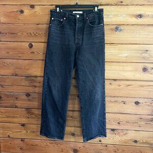 Levi’s Ribcage Straight Ankle Black Denim Jeans Size 28